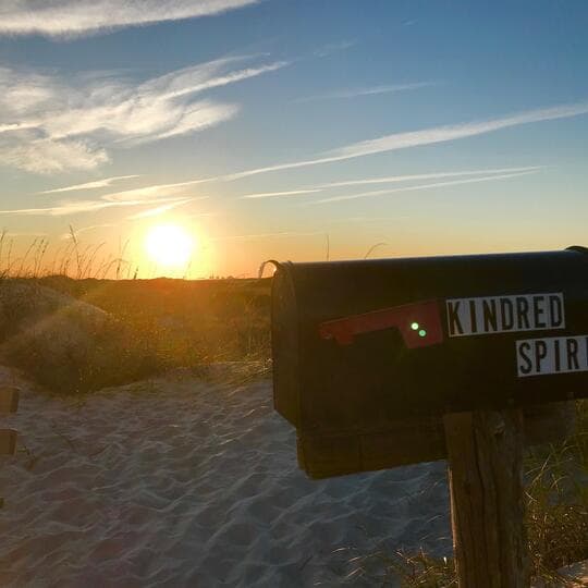 Kindred Spirit Mailbox at sunset near Sunset Beach